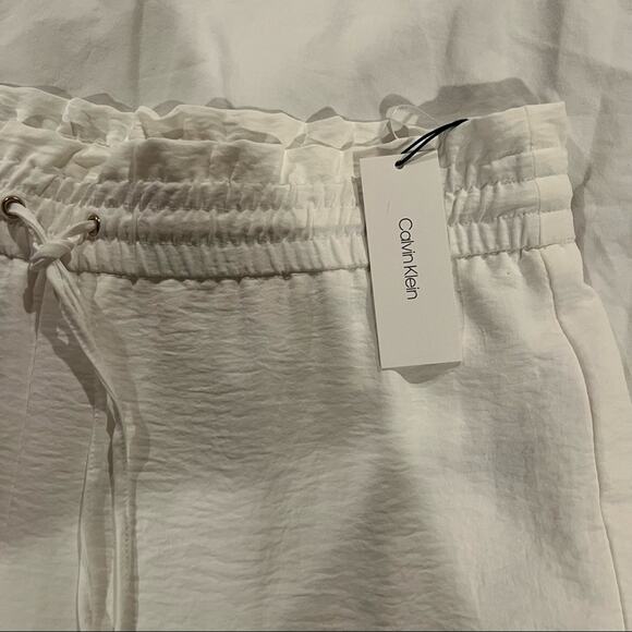 Calvin Klein NWT Smocked Waist Wide Leg Pants size L White - Picture 9 of 11
